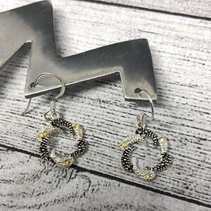 𝅺Sterling silver 925 elegant dangle drop earrings signed MC everyday casual.